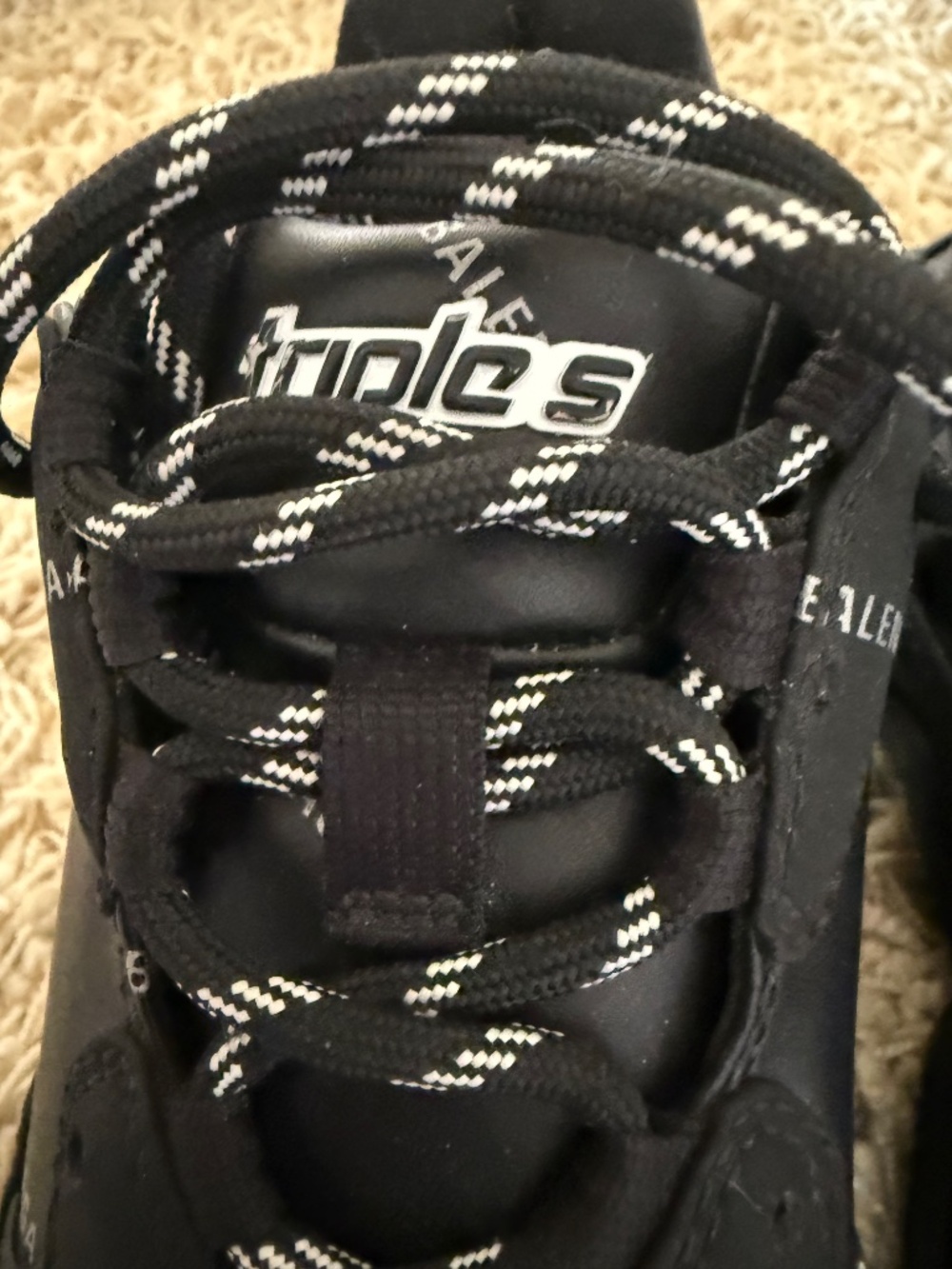 BALENCIAGA Triple S All Over Logo Sneaker Shoe Black / White 39 EU / 9 US - Picture 9 of 10